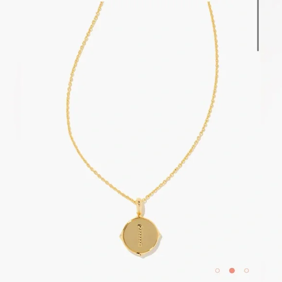 Kendra Scott Letter “I”Gold Disc Pendant Necklace in Iridescent Abalone - Picture 7 of 8